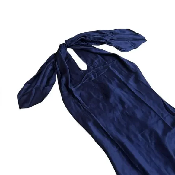 blue maxi occasion dresses Azure Flowy Chiffon Front Twist Maxi Dress